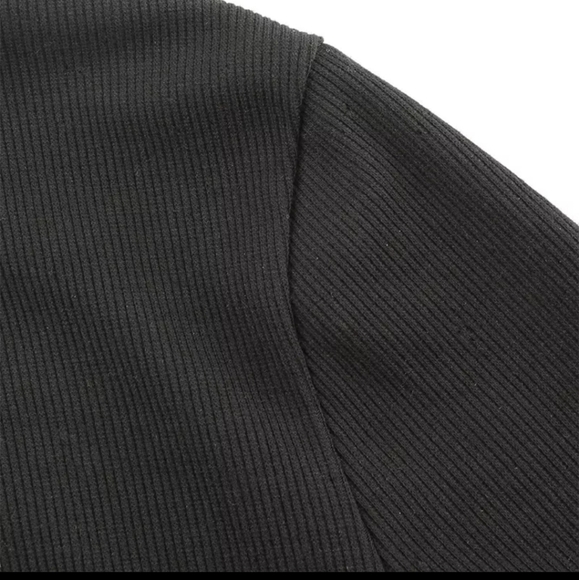 Black ribbed corset mesh turtleneck bodysuit - Picture 6 of 9